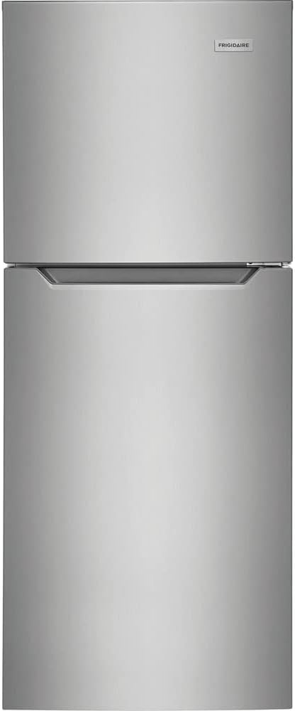 Frigidaire 10.1 Cu. Ft. Compact ADA Top Freezer Refrigerator in Brushed Steel with Electronic Control Panel, Reversible Door Swing, ENERGY STAR