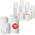 JOLLY CHEF 500 Pack Disposable Plastic White Lids 3.6'' for 10, 12, 16, 20 oz Paper Coffee Cups, 300 Pack Paper Coffee Cups 12 oz by JOLLYCHEF