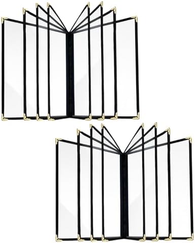 2Pack Menu Covers 8.5x11 inch - 16 View Clear PVC Menu Covers Waterproof, Stain Resistant & Reusable Restaurant Menu Holders for Restaurants, Cafes, Hotels, Home Kitchens (8 Page Black) by QNTCCX