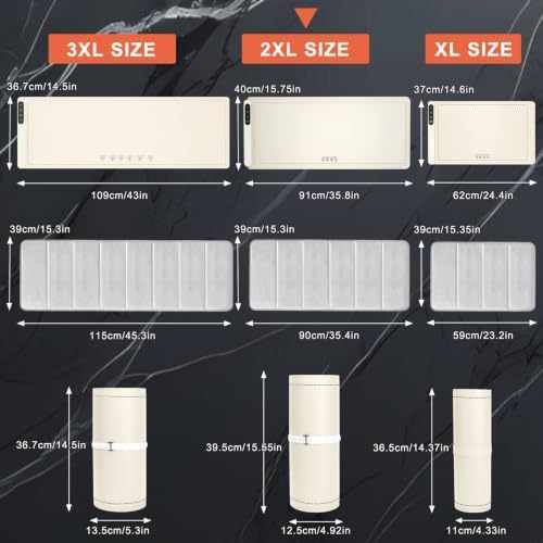 FYY Extra Large Warming Mat for Food with Heat Resistant Pad, Prevent Countertop Cracks, Keep Meal Warm, Rapid and Full Surface Heating, 6 Temp Settings, 6H Timer, Rollable Portable Food Warmer Beige - Image 3