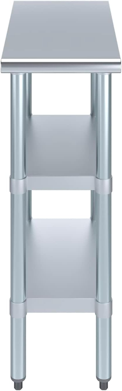 AmGood Stainless Steel Work Table with 2 Shelves | NSF | Metal Utility Table (12" Long x 24" Deep)