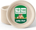 Compostable Heavy Duty 10 Inch 100 Pack Eco-Friendly Disposable Paper Plate by JOLLYCHEF