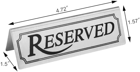 New Star Foodservice Stainless Steel Reserved Table Tent Sign, Silver, 4 by 1.5-Inch, Set of 2 - Image 2