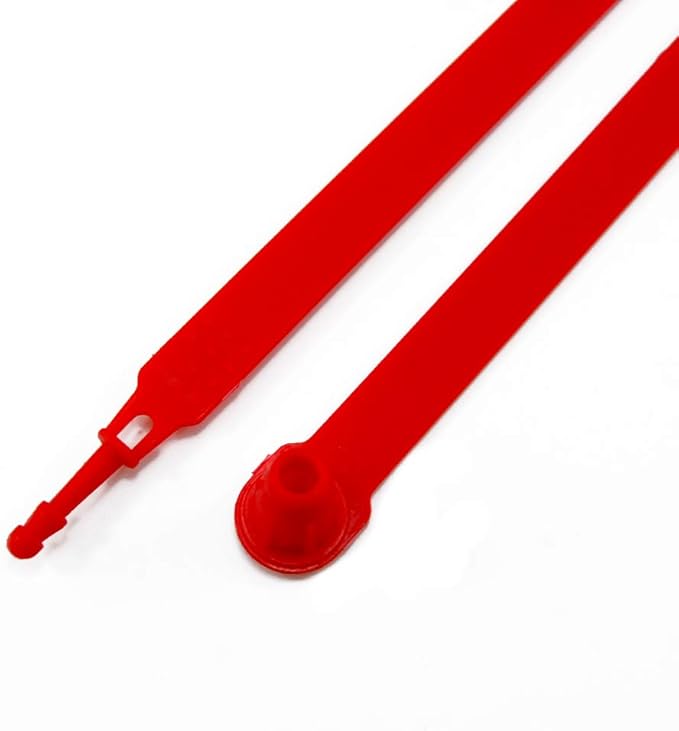 100 Plastic Security Seals - Numbered Tamper Seals for Trucks, Trailers, and Containers (Red)