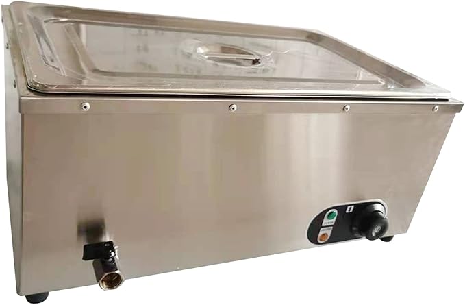 Commercial Electric Steam Table, 1200W 26Qt Full-Size Countertop Bain Marie Buffet Food Warmer, Electric Buffet Warmer Server for Parties, Restaurants, Caterings, 86℉-230℉ Temp Control