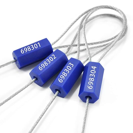 Tamper Proof Security Cable Tags for Truck Trailer Pull-Tite Metal Shipping Seals Numbered Padlock Seals for Container(Pack of 2000 pcs, Blue)