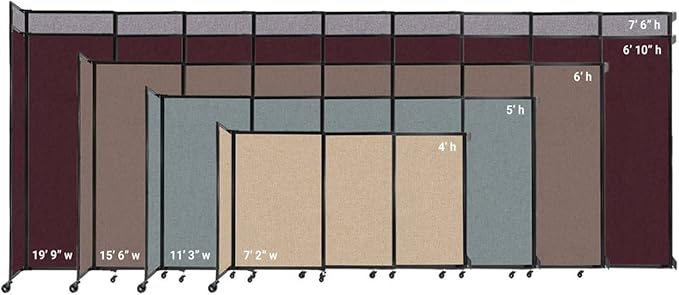 Wall-Mounted Sliding StraightWall Room Divider | Adjustable Widths | Locking Wheels | Room Separator | Up to 15'6" Wide x 7'6" Tall Royal Blue Fabric Panels