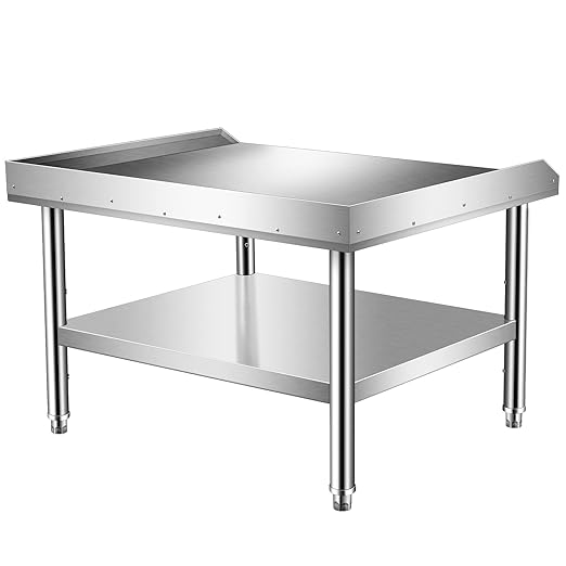 Stainless Steel Grill Equipment Stand Table with Adjustable Storage Undershelf, Great for Hotel, Home, and Restaurant Kitchen Switchgold, 36x30x24
