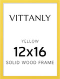 Vittanly 12x16 Picture Frame, Solid Wood Frame with Plexiglass, Includes 8.5x11 Mat, Wall Hanging for Photos, Home Decor, Yellow, 1 Pack