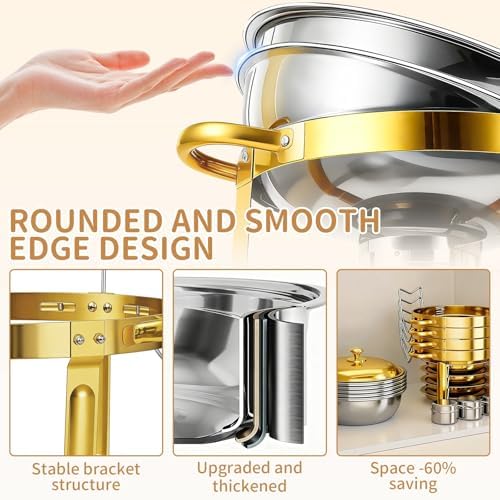 ALSO GO 2 Pack 6QT Chafing Dish for Buffet with Golden Lids - Image 5