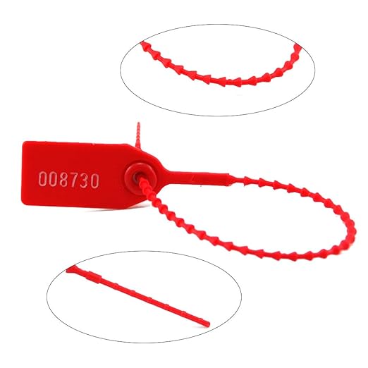 1050 PCS Red Numbered Security Zip Ties for Fire Extinguisher Plastic Tamper Evident Seal Tags Pull Tite Self-Locking Disposable Safety Locks