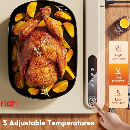 Warming Mat for Food, Voriah Electric Warming Tray with 3 Temp Settings & Auto Shut-Off, Food Warmer with Thick Silicone Surface to Keep Food Warm at Buffet, Parties, and Family Use（Apricot） - Image 3