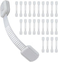 Child Proof Cabinet Locks - Cabinet Locks Baby Proofing with 3M Adhesives for Refrigerator, Oven, Cupboards, Toilet Seat - Adjustable,Easy Installation,No Drilling (24 Pack)