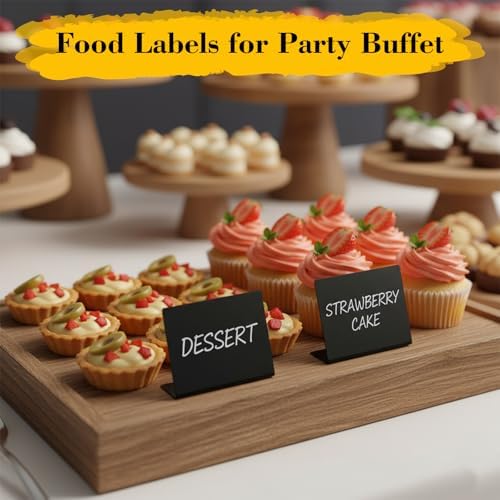 40Pack Food Labels Signs for Party Buffet 4"x3" Mini Chalkboard Signs for Food Buffet Catering Supplies Buffets Display for Party Foods Display, Pastry, Price, Name Tags - Image 7