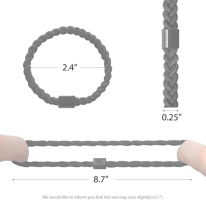Braided Mens Hair Ties For Men 5 pcs(XL, New Navy) - For Buns Curly Thick Dense Hair Elastic Hair Ties For Guys | No damage Crease Breakage Man Bun Hair Tie Men with Long Hair | Perfect hairtie