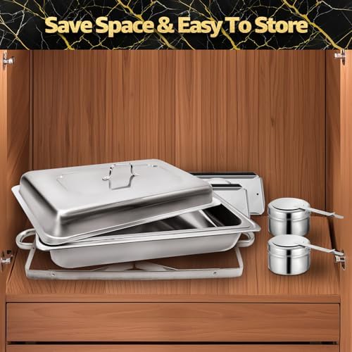 9Qt Chafing Dishes for Buffet, Roll Edge Designed Chafing Dish Buffet Set - Image 4