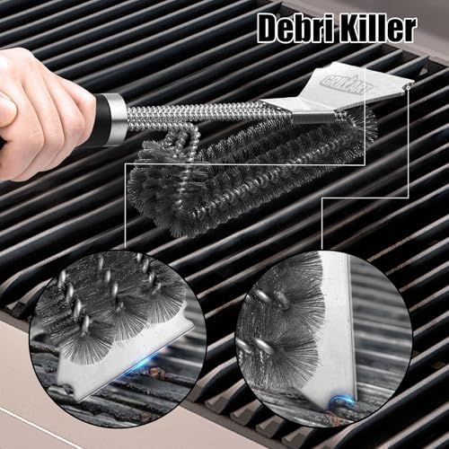 GRILLART Grill Brush and Scraper BBQ Brush for Grill, Safe 18" Stainless Steel Woven Wire 3 in 1 Bristles Grill Cleaning Brush, BR-4516 - Image 6