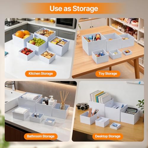 Nestable Buffet Risers - 6 Pcs White Acrylic Food Risers with Signs & Markers – Sturdy Dessert Table Display Stands for Parties, Catering, Jewelry & Collectibles (Easy-Store Stackable Cubes: 8", 7", 6", 5", 4", 3") - Image 5