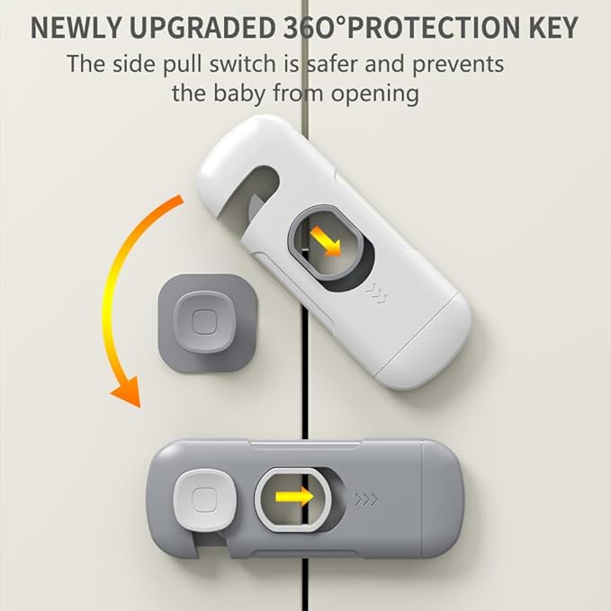 5Pack Child Proof Refrigerator Lock, Fridge Locks for Kids,with Adhesive,Child Safety Locks for Doors, RV Refrigerator, Oven Lock Child Safety Baby Cabinet Locks (Light Gray, 5 Count (Pack of 1))