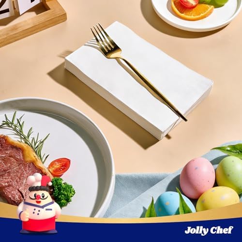600 White Disposable 3 Ply Paper Dinner Napkins, Guest Hand Towels - Image 3