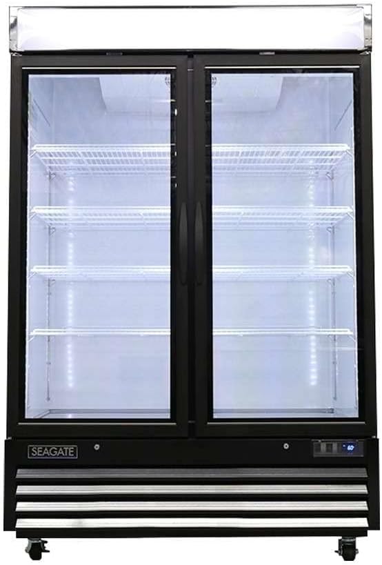 SEAGATE, SGF-48 2-Glass Swing Door Black Merchandiser Freezer | 48 Cubic Ft.