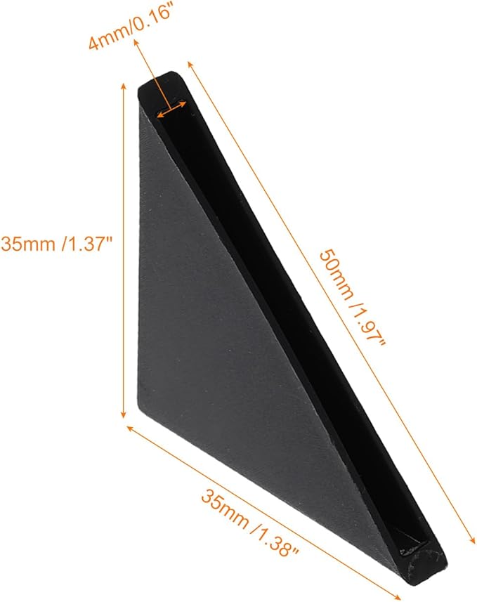uxcell 20Pcs Plastic Corner Protectors 4x50mm Right Angle Shape Glass Corner Guards Cushion for Corner Protection of Glass, Mirror, Tile, Black