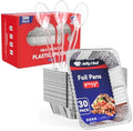 JOLLY CHEF 9x13 Aluminum Foil Pans (30 Pack) and [300 Count] Clear Plastic Spoons, Heavy Duty Disposable Spoons Utensils by JOLLYCHEF