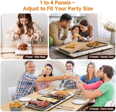FEPPO Food Warmers for Parties Buffet – 4-in-1 Electric Warming Tray for Food with 10 Temp Settings & Timer, 33"x15" Glass Surface, Modular Buffet Hot Plates for Catering & Gatherings - Image 2