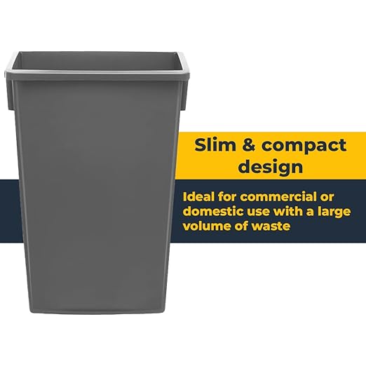 3 Pack 23 Gallon Waste Bin, Heavy-Duty Trash Can, Slim Rectangular Garbage Bin, Durable Waste Container, Recycling Bin, Plastic Wastebasket for Kitchen, Garage, Hotels, Restaurants, Office