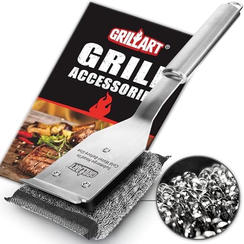 GRILLART Grill Brush Bristle Free, Safe Grill Brush for Outdoor Grill, SteamWizards BBQ Grill Cleaning Brush Kit, Replaceable Head Grill Scraper Tool, Grill Cleaner BBQ Accessories, Gifts for Men/Dad by GRILLART