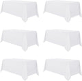 sancua 6 Pack White Tablecloth 90 x 132 Inch - Rectangle Table Cloth for 6 Feet Tables Stain and Wrinkle Resistant Washable Polyester Table Cover for Dining Wedding Banquet Party Buffet Restaurant