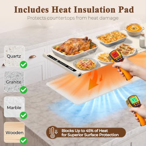 Warming Mat for Food, Electric Warming Tray with Heat-Resistant Pad-XXL BE - Image 3