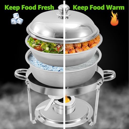 6 QT Chafing Dishes, 4PCS Premium Stainless Steel Complete Set - Image 2