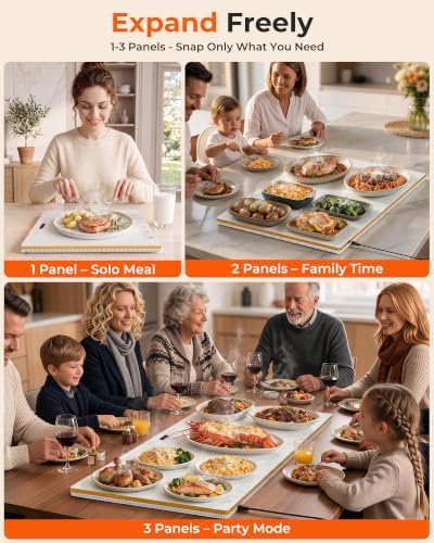 Warming Trays For Buffets Party,3-in-1 36"×16"Independent Temp Control Food Warmers For Parties Buffet,8 Precise Temps&24H Timer Warming Mat For Food,Modular Food Warming Mat Catering Gatherings - Image 4