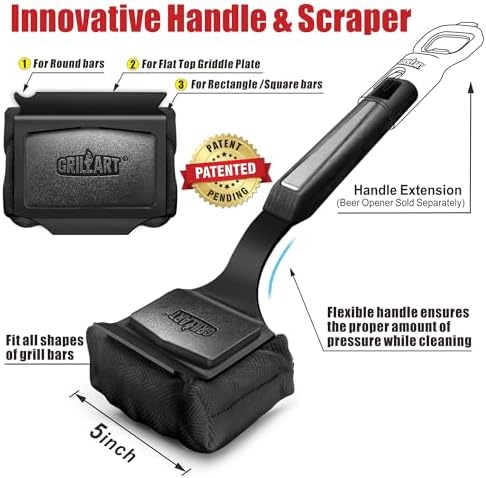 GRILLART Grill Brush Bristle Free. SteamWizards BBQ Replaceable Cleaning Head, Seamless-Fit Scraper Tools for Cast Iron/Stainless-Steel Grates Griddle, Safe Barbecue Grill Cleaner Brush-Dark Black - Image 5