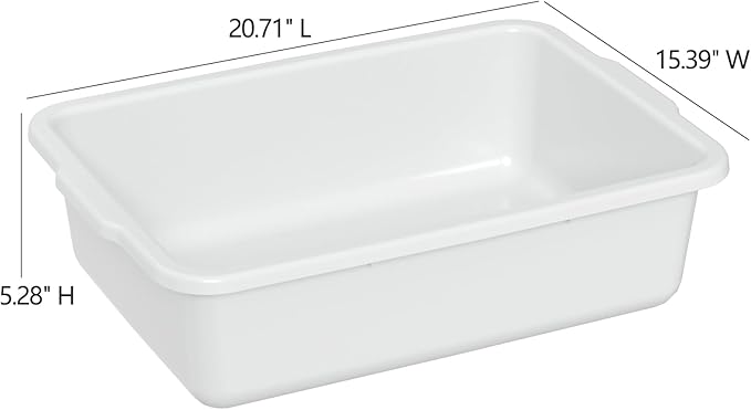 4 Packs 23 Liters Food Service Bus Tub, Plastic Bus Tote Wash Tubs, White