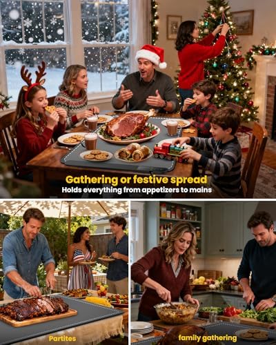 Graphene Food Warming Mat Extra Large 32"x16" with Insulation Pad for Countertop, Chafing Dishes for Buffet, for Kitchen, Food Warmers for Parties, Portable Heating Pad, 560W Custom Warm Setting, Grey - Image 7
