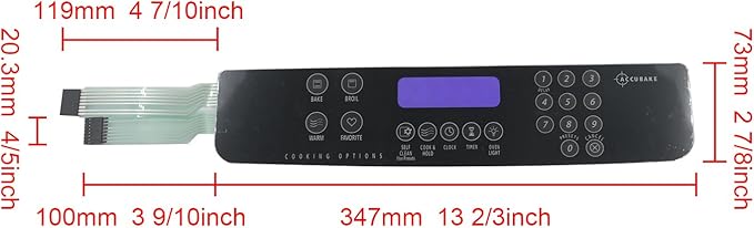 W10207928 Membrane Switch Touchpad Compatible with Whirlpool Range Oven Switch Membrane Control Panel WPW10207928 AP6017095 GW397LXUB0 GY397LXUQ0 1547592 PS11750390 EAP11750390