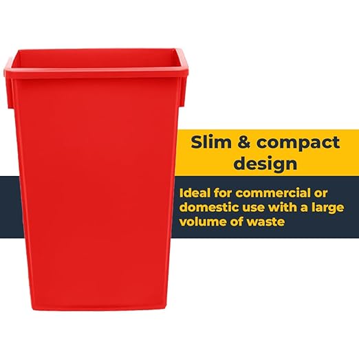 3 Pack 23 Gallon Waste Bin, Heavy-Duty Trash Can, Slim Rectangular Garbage Bin, Durable Waste Container, Recycling Bin, Plastic Wastebasket for Kitchen, Garage, Hotels, Restaurants, Office