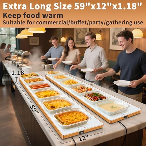 Electric Warming Tray,Extralong 59"x12",Tempered Glass Warming Mat for Food - Image 2