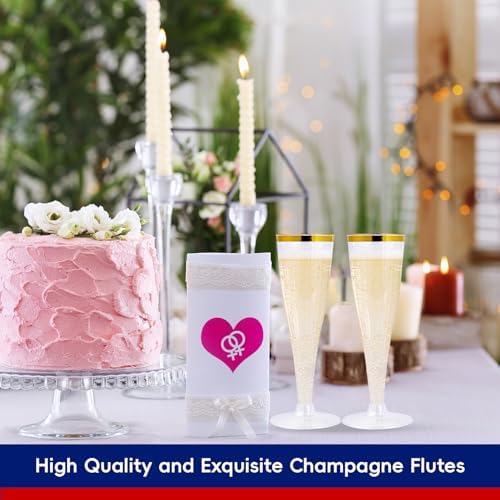 JOLLY CHEF 36 Count Plastic Champagne Flutes 4.5 oz Gold Rim Clear Disposable Toasting Glasses - Image 5