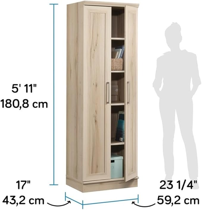 Sauder HomePlus Two Door Storage Cabinet/Pantry Cabinet, Pacific Maple Finish | Two Door, Finish