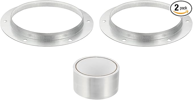 PATIKIL 2Pcs 7 Inch Duct Connector Flange, Metal Straight Pipe Exhaust Flange Duct Mounting Plate for Heating Cooling Ventilation HVAC System, Galvanize Steel