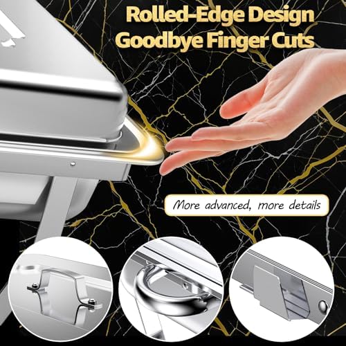 9Qt Chafing Dishes for Buffet, Roll Edge Designed Chafing Dish Buffet Set - Image 5