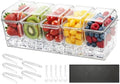VEVOR Chilled Condiment Server Caddy, 5 Compartment Ice Cooled Serving Container, Plastic Fruit Garnish Tray Platter with Separate Lid, for Taco Salad Bar Accessories, Party Home Restaurant Supplies by VEVOR