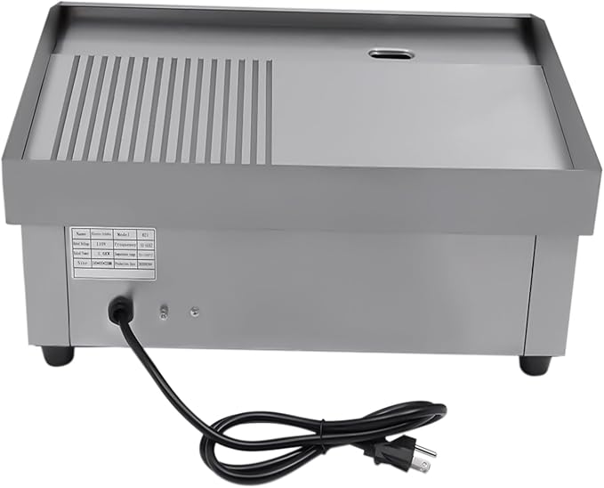 22" Electric Countertop Flat Top Griddle, 1600W Commercial Electric Griddle, Stainless Steel Teppanyaki Grill with Temp Control 122°F-572°F, Countertop BBQ Grill for Home Restaurant