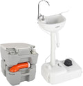 VINGLI Portable Sink and Toilet Combo| Self-contained 5 Gal Hand Washing Station and 5.3 Gal Flushing Toilet, Perfect for Camping/RV/Boat/Road Tripper/Camper
