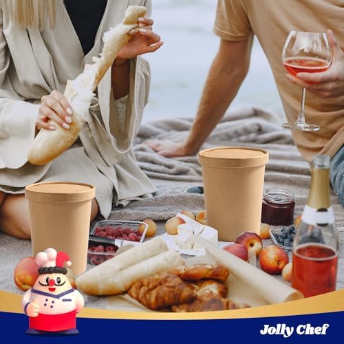 JOLLY CHEF 32oz Paper Soup Containers with Vented Lids 25 Pack - Image 6
