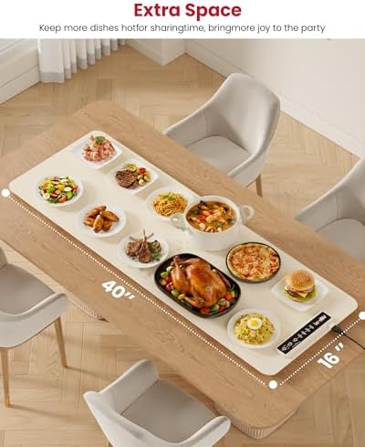 Food Warming Mat for Countertop, XXXL 40"x16" Full-Surface Heating Pad - Image 2