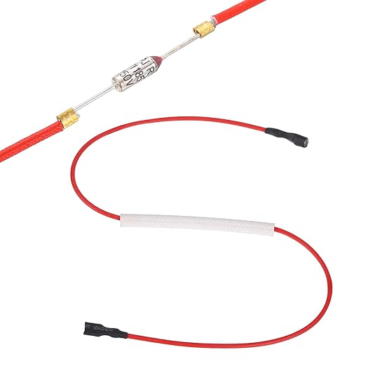 MECCANIXITY Universal Rice Cooker Temperature Fuse, 185°C 10A 250V Metal Thermal Fuse with Both End Terminal Fiberglass Sleeving for Electric Pressure Cooker Repair Part